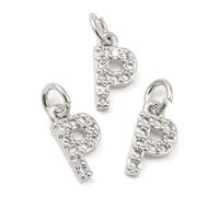 Airssory 10 pcs Mini Letter P Charms Brass Cubic Zirconia Alphabet Initial Charms for DIY Jewellery Bracelet Necklace Earring Bag Keychain Decor
