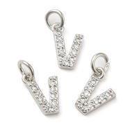 Airssory 10 pcs Mini Letter V Charms Brass Cubic Zirconia Alphabet Initial Charms for DIY Jewellery Bracelet Necklace Earring Bag Keychain Decor