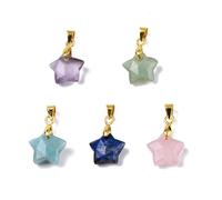 Airssory 10 pcs Mixed Colours 12MM Star Shaped Gemstone Charms Celestial Twinkle Star Stone Charms for DIY Jewellery Bracelet Necklace Earring Bag Keychain Decor
