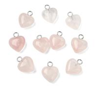 Airssory 10 pcs Natural Rose Quartz Gemstone Heart Charms Elegant Pink Stone Charms for Valentine's Day Mother's Day DIY Jewellery Bracelet Necklace Earring Craft