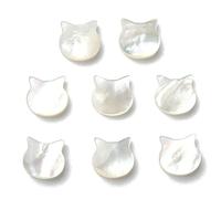 Airssory 10 Pcs Natural White Shell Beads Cat Animal Head Loose Bead for Jewelry Making DIY Accessories - 10x10x4mm