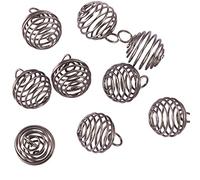 Airssory 10 Pcs Stainless Steel Wire Round Spiral Bead Cage Charm Wire Wrap Gemstone Holder Pendants for Jewelry Making and Crafting