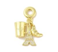 Airssory 10 pcs Tower Coffee Cup Croissant European Dangle Charms Food Drink Bread Large Hole Charms for DIY Jewellery Bracelet Necklace Earring Bag Keychain Phone Decor