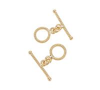Airssory 10 Sets Round Toggle TBar Clasps Gold Plated T-Bar Closure Clasp for Necklace Bracelet Jewellery Making - Ring: 13mm/Bar: 20mm