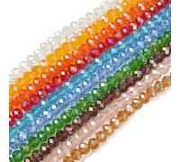 Airssory 10 Strands 10 Styles 8MM Faceted Rondelle Glass Beads Flat Round Abacus Disc Glass Spacer Beads for DIY Jewellery Bracelet Necklace Earring Crafts Bag Keychain Decor