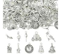 Airssory 100 pcs 10 Styles Tibetan Fairy Tales Theme Charms Antique Dress High-Heeled Shoe Castle Charms for DIY Jewellery Bracelet Necklace Earring Bag Keychain Phone Decor