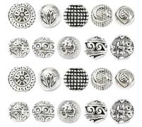 Airssory 100 Pcs 10 Styles Tibetan Style Round Spacers Beads Chakra Beads Round Metal Charms Beads Antique Silver Metal Loose Spacer Beads for Friendship Bracelet Jewelry Making