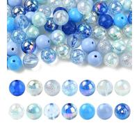 Airssory 100 pcs 16mm Blue Theme Bubblegum Acrylic Beads Bubble Chunky Round Loose Beads for DIY Jewellery Bracelet Necklace Earring Crafts Keychain Bag Home Decor