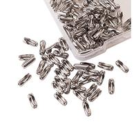 Airssory 100 Pcs 304 Stainless Steel Beaded Ball Chain Cord End Clasps Connectors Repairing Replacement Fit for 2.4mm Ball Chain for Jewelry Making