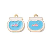 Airssory 100 pcs Blue Fish Tank Enamel Charms Cartoon Fish Bowl Charms for DIY Jewellery Bracelet Necklace Earring Craft Present Bag Decoration