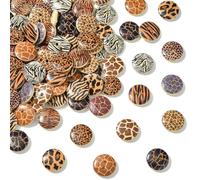 Airssory 100 Pcs Leopard Print Wood Buttons 2-Hole Flat Round Animal Pattern Wooden Leopard Print Button for Craft Sewing Clothing Art DIY Supplies