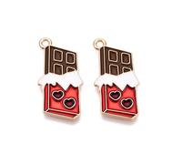 Airssory 100 pcs Lovely Chocolate with Heart Enamel Charms Sweet Dessert Charms for Valentine's Day DIY Jewellery Bracelet Necklace Earring Crafts Bag Keychian Decor