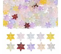 Airssory 100 Pcs Mixed Colours Lampwork Glass Hexagram Star Beads Celestial Twinkle Star Spacer Beads for DIY Jewellery Bracelet Necklace Earring Crafts Bag Keychain Decor