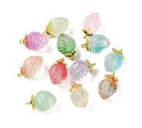 Airssory 100 Pcs Mixed Colours Two Tone Strawberry Glass Charms Fruit Charms for DIY Jewellery Bracelet Necklace Earring Crafts Bag Keychain Decor