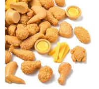 Airssory 100 pcs Mixed Styles Fast Food Theme Resin Cabochons Fried Chips Chicken Egg Tart Imitation Food No Hole Beads for DIY Jewellery Embellishment Craft Phone Bag Shoes