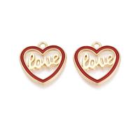 Airssory 100 Pcs Red Heart with Word Love Enamel Charms Heart Shaped Charms for DIY Jewellery Bracelet Necklace Earring Crafts Bag Keychain Decor