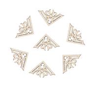 Airssory 100 Pcs Wood Slice Carving Ornament Cut Out Paintable Wooden Guard Edge Cover Triangle Book Corner Protector for Jewellery Case Box Book Menus - 24x38mm