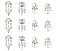 Airssory 12 pcs 4 Styles Platinum Colour Mixed Shaped European Beads Tree Heart Paw Print Snowflake Large Hole Spacer Beads for DIY Jewellery Bracelet Necklace Crafts Decor