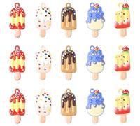 Airssory 15 pcs 5 Styles Baking Paint Ice Cream Charms Imitation Sweet Food Dessert Charms for DIY Jewellery Bracelet Necklace Earring Bag Keychain Phone Decor