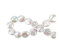 Airssory 15 Pcs Natural Cultured Freshwater Baroque Loose Pearl Flat Round Beads Strands for Women Girl Earrings Necklace Bracelet Jewellery Making - 12~13mm