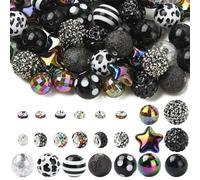 Airssory 150 Pcs Black Theme 20MM Bubblegum Beads Kit DIY Jewelry Making Kits for DIY Jewellery Bracelet Necklace Crafts Keychain Home Decor