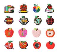 Airssory 16 Pcs 16 Styles Teacher Silicone Focal Beads Rubber Apple Focal Silicone Beads for Keychain Making DIY Crafts Decoration Beadable Pens Decor