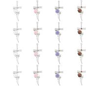 Airssory 16 pcs 4 Colours Cross with Rose Charms Religious Jesus Crucifix with Flower Charms for DIY Jewellery Necklace Earring Bracelet Crafts Bag Keychain Decor