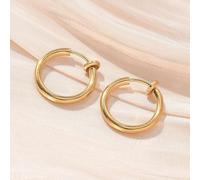 Airssory 2 Pairs 16MM 304 Stainless Steel Golden Colour Retractable Clip-on Hoop Earrings Hooks Non-Pierced Ears Spring Findings for DIY Jewellery Earring Making Decor Bulk