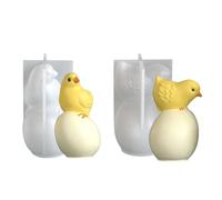 Airssory 2 Pcs 2 Styles 3D Standing Chicken Egg Candle Silicone Molds Farm Animal Chick and Egg Fondant Silicone Mold for Resin Casting Candle Making DIY Craft