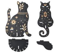 Airssory 2 pcs Black Cat Theme Wooden Crystal Display Shelves Gothic Animal Floating Shelf with Hanging Hooks for Display Stones Storage Room Wall Ornaments