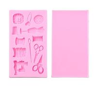Airssory 2 pcs Sewing Theme Silicone Fondant Molds Scissors Needle Button Thread Moulds for DIY Cake Chocolate Pudding Jelly Candy Resin Crafts Candle Home Decoration