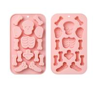 Airssory 2 pcs Skeleton Theme Silicone Fondant Mold Spooky Skull Halloween Moulds for DIY Cake Chocolate Pudding Jello Candy Resin Craft Making Decoration