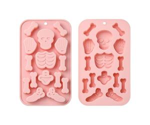 Airssory 2 pcs Skeleton Theme Silicone Fondant Mold Spooky Skull Halloween Moulds for DIY Cake Chocolate Pudding Jello Candy Resin Craft Making Decoration