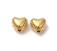 Airssory 20 pcs 304 Stainless Steel Golden Colour Heart Shaped Spacer Beads Sweet Love Beads for DIY Jewellery Bracelet Necklace Crafts Keychain Phone Decor