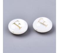 Airssory 20 pcs 8mm Flat Round Natural Freshwater Shell Beads with Letter F Brass Embellishments Alphabet Initial Beads for DIY Jewellery Bracelet Necklace Crafts Decor