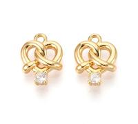 Airssory 20 pcs Golden Colour Hollow Heart Charms Brass Cubic Zirconia Sweet Love Heart Charms for DIY Jewellery Bracelet Necklace Earring Crafts Bag Keychain Decor