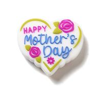 Airssory 20 pcs Mother's Day Focal Silicone Beads Heart Shaped with Flower Beads for DIY Jewellery Bracelet Necklace Earring Craft Bag Pen Keychain Decoration