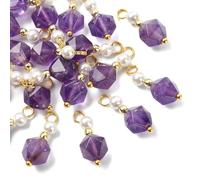 Airssory 20 Pcs Purple 7MM Faceted Round Natural Gemstone Charms Stone Charms for DIY Jewellery Bracelet Necklace Earring Bag Keychain Decor