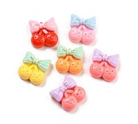 Airssory 200 pcs Colorful Cherry Shaped Resin Cabochons Imitation Fruit Food with Happy Face No Hole Beads for DIY Jewellery Embellishment Craft Phone Bag Shoes