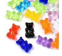 Airssory 200 Pcs Colorful Translucent Gummy Bear No-Hole Charms Faux Sweet Candy Resin Flatback Cabochons No-Hole Beads Without Hole for Mobile Hair Clip Decoration Jewellery Making DIY - 17.5mm