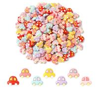 Airssory 200 pcs Mixed Colors Cartoon Car Resin Cabochons Vehicle Transportation Flatback Charms for DIY Jewellery Embellishment Craft Shoe Bag Phone Keychains Supplies