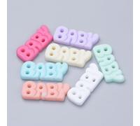 Airssory 200 pcs Mixed Colors Word Baby Resin Cabochons Letter Nohole Beads for DIY Jewellery Making Craft Embellishment Phone Case Hair Clip Scrapbooking Decorations Bulk