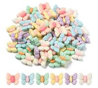 Airssory 200 pcs Random Colors Butterfly Shaped Resin Cabochons Spring Insect Animal No Hole Beads for DIY Jewellery Embellishment Craft Phone Bag Shoes Art Nails