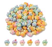 Airssory 200 pcs Random Colors Cupcake Shaped Resin Cabochons Sweet Dessert Cake Imitation Food Flatback Charms for DIY Jewellery Embellishment Craft Phone Bag Shoes Art Nails