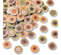 Airssory 200 Pcs Wood Flower Buttons 2-Hole Sunflower Wooden Buttons 2 Hole Button for Clothing Sewing DIY Art Craft Projects