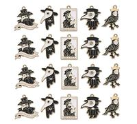 Airssory 25 Pcs 5 Styles Enamel Gothic Style Halloween Themed Charms Raven Black Crow Plague Doctor Charms for Bracelets Necklaces Jewelry Making