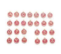 Airssory 26 Pcs Dark Pink Color 12MM Letter A-Z Enamel Charms Double Sided Alphabet Initial Charms for DIY Jewellery Bracelet Necklace Earring Bag Keychain Decor