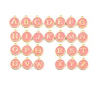 Airssory 26 Pcs Pink Color 12MM Letter A-Z Enamel Charms Double Sided Alphabet Initial Charms for DIY Jewellery Bracelet Necklace Earring Bag Keychain Decor #02
