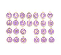 Airssory 26 Pcs Purple Color 12MM Letter A-Z Enamel Charms Double Sided Alphabet Initial Charms for DIY Jewellery Bracelet Necklace Earring Bag Keychain Decor
