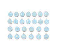 Airssory 26 Pcs Sky Blue Color 12MM Letter A-Z Enamel Charms Double Sided Alphabet Initial Charms for DIY Jewellery Bracelet Necklace Earring Bag Keychain Decor